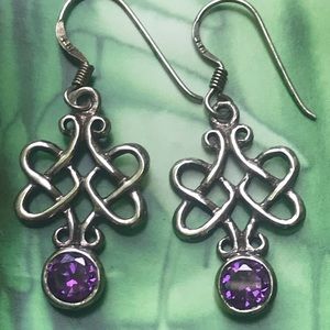 Celtic Amethyst Sterling Earrings